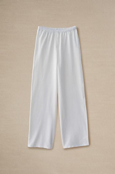 PANTALON LONG EN COTON - Blanc de Zara - Image 5