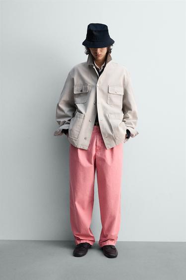 LIMITED EDITION RELAXED FIT PLEATED TROUSERS - Pale pink by Zara