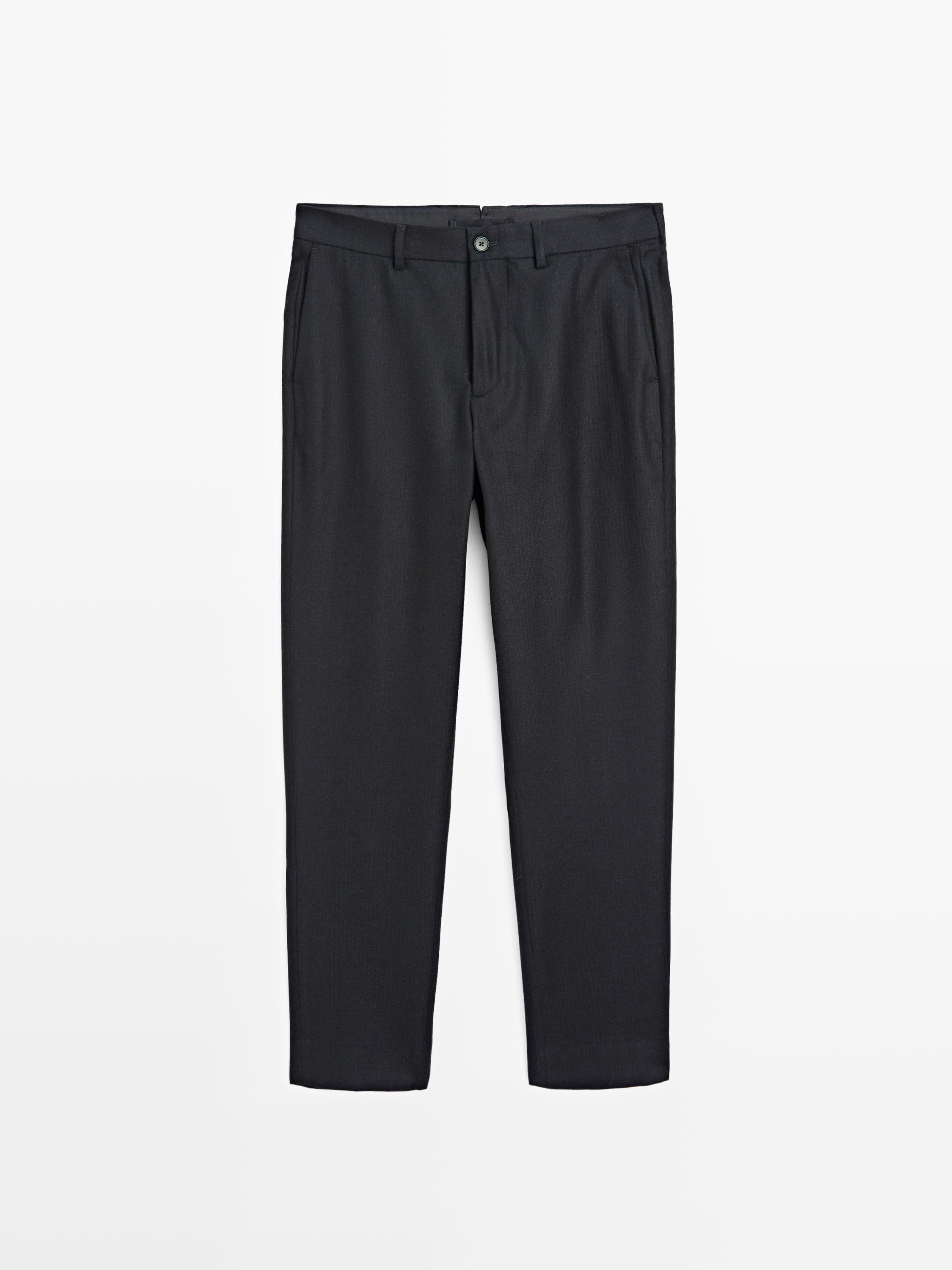 100% wool corduroy-effect flannel trousers