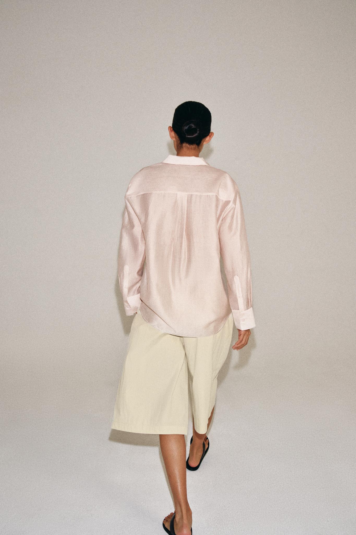Zara ZW COLLECTION ÇİZGİLİ GÖMLEK görsel 4
