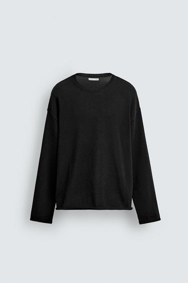 JERSEY ESTRUCTURA ACABADOS VUELTA - Negro de Zara