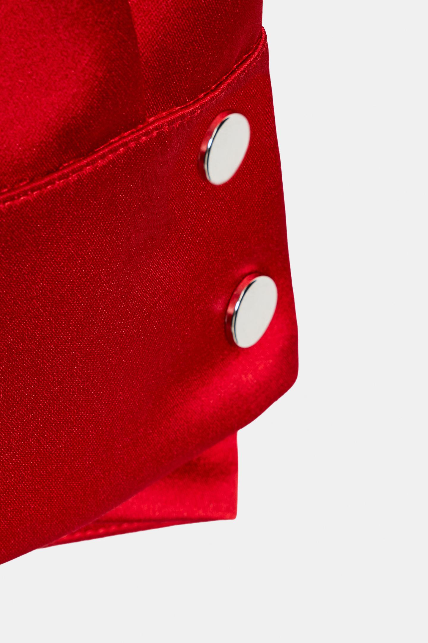 Женские брюки Zara Satin Pants with Buttoned Hems, цвет: Красный — фото 10