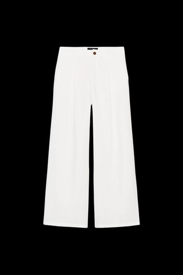 PANTALÓN RAMIO PINZAS - Blanco roto de Zara - Imagen 0