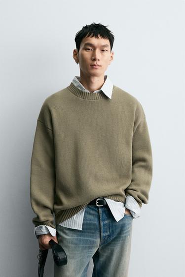 COTTON TEXTURE SWEATER - Light green by Zara