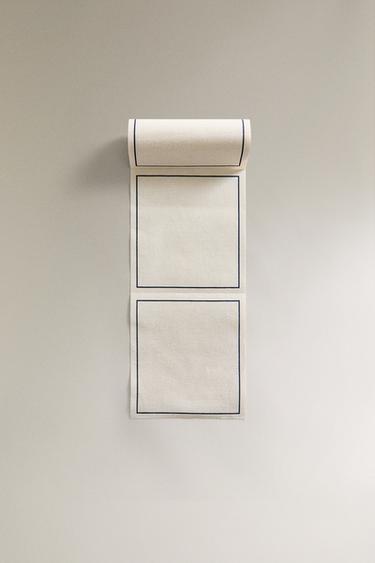ROLL OF COTTON NAPKINS WITH BORDER (PACK OF 20) - Blue by Zara - Image 3