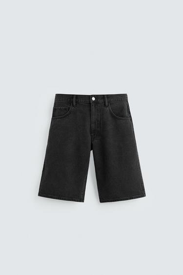 BAGGY FIT DENIM BERMUDA SHORTS - Black by Zara
