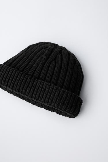 CHUNKY KNIT BEANIE - Black by Zara - Image 1