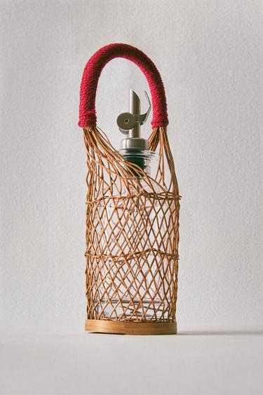GLASS CRUET WITH RATTAN BASKET -  by Zara - Image 5