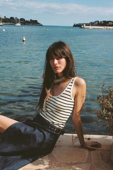 Zara STRIPED KNIT TOP - striped