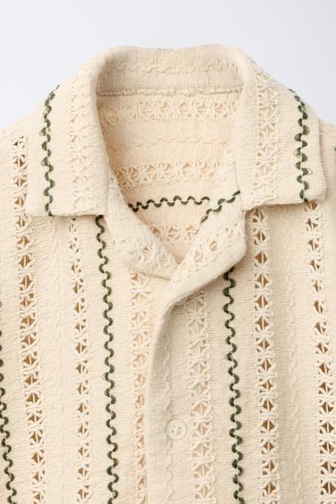 CHEMISE EN MAILLE À RAYURES - Beige clair de Zara - Image 2