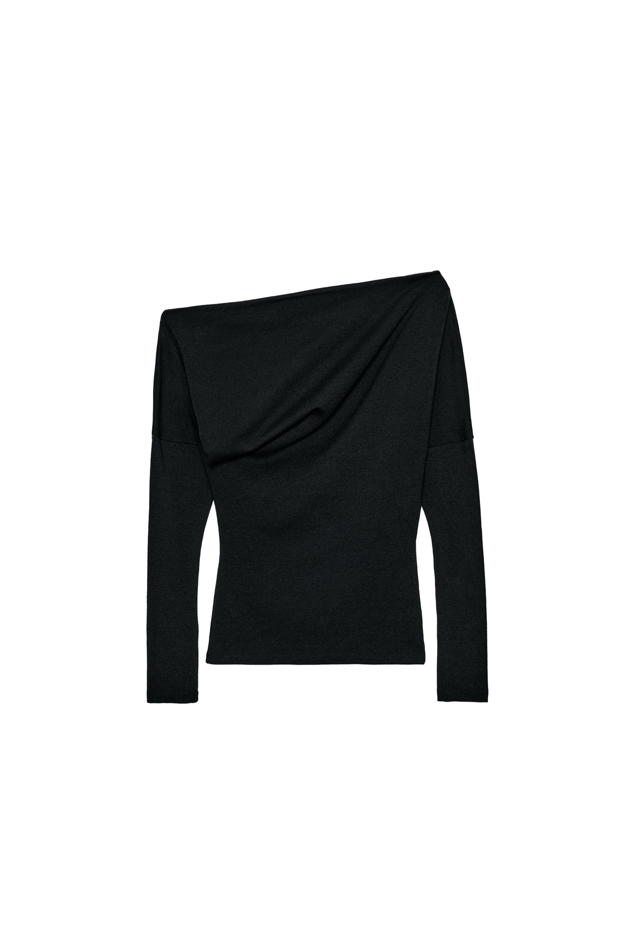 ZARA ソフトインターロックアシンメトリートップス S ブラック Zara SOFT INTERLOCK ASYMMETRIC TOP at Mall of America® in