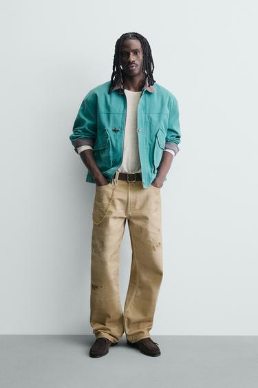 BOXY FIT FROG FASTENING JACKET - Blue / Green by Zara - Image 0