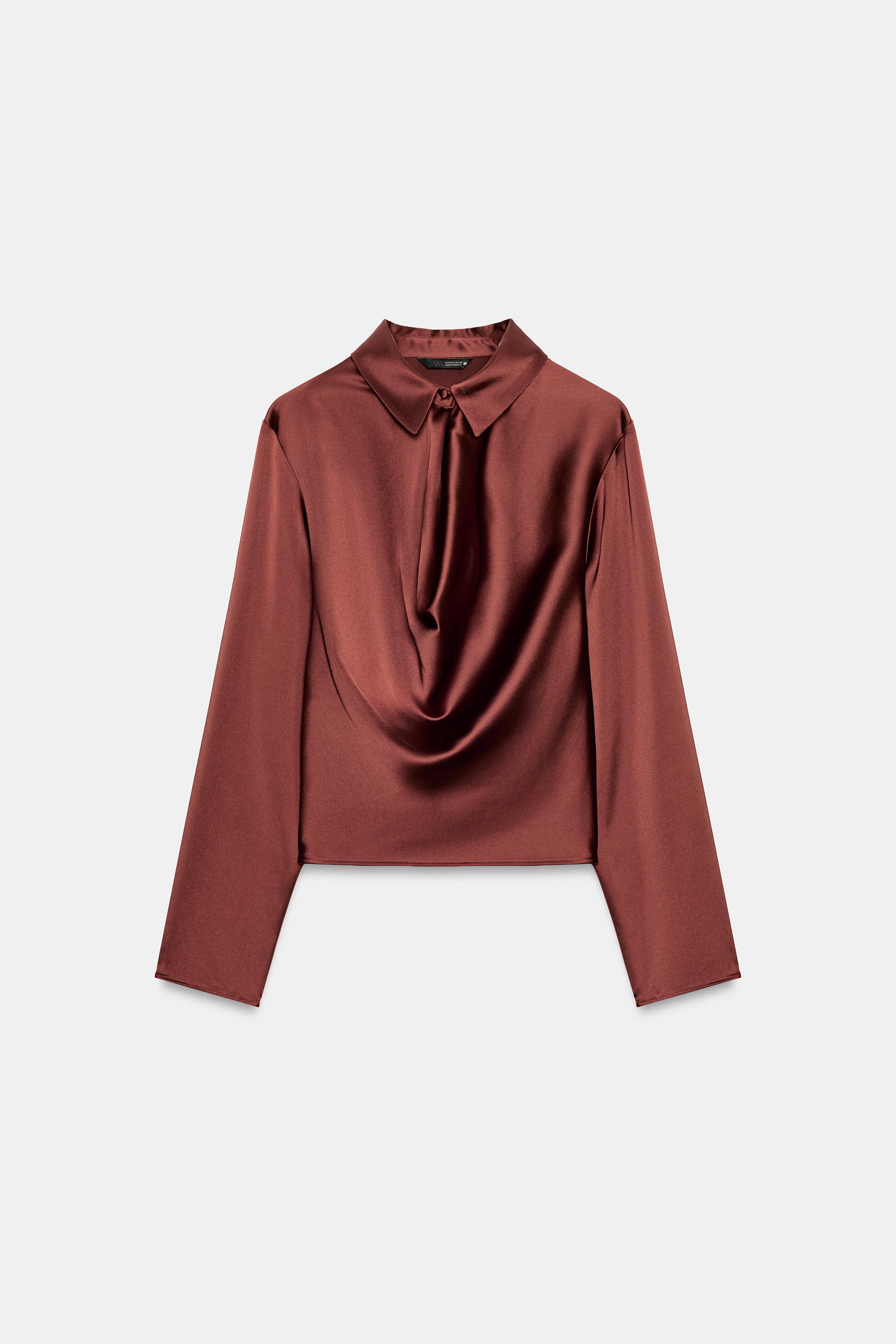 SATIN BLOUSE WITH OPENING - Terracotta | ZARA South Africa