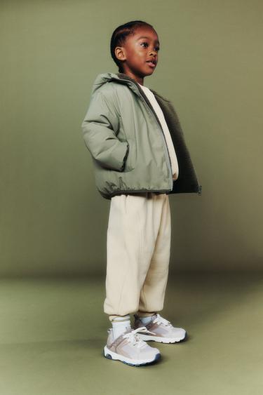 Zara FLOCKED LOGO JOGGER PANTS - Greenish