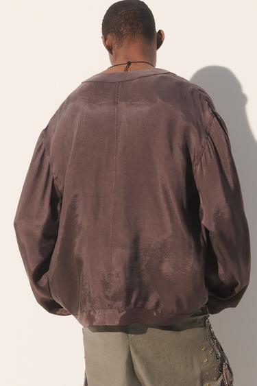 RELAXED FIT LYOCELL-VISCOSE JACKET - Grey by Zara - Image 3