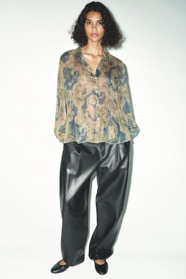 Zara PRINTED SHIRT - Greens