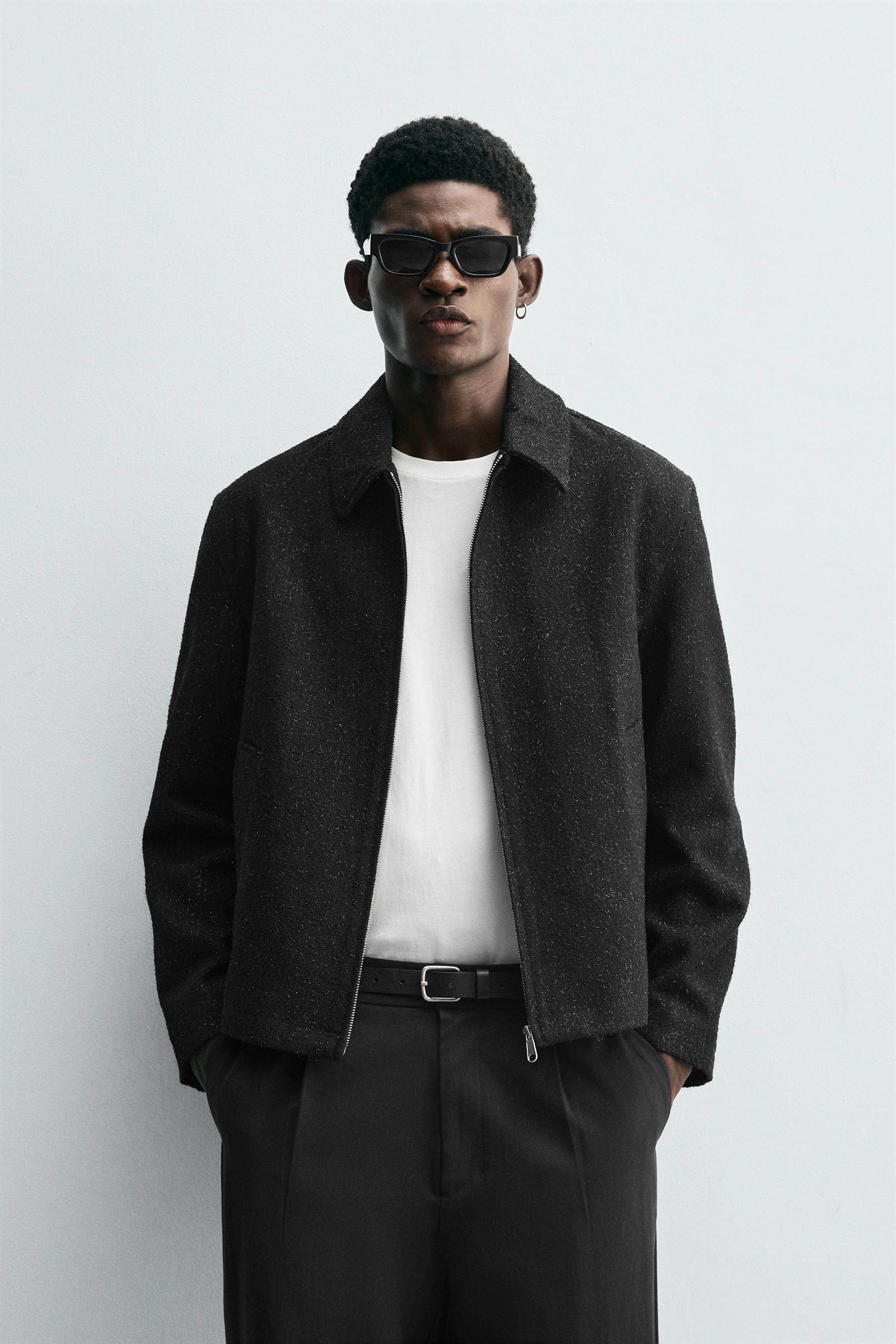 SHINY TEXTURED JACKET - Black | ZARA India