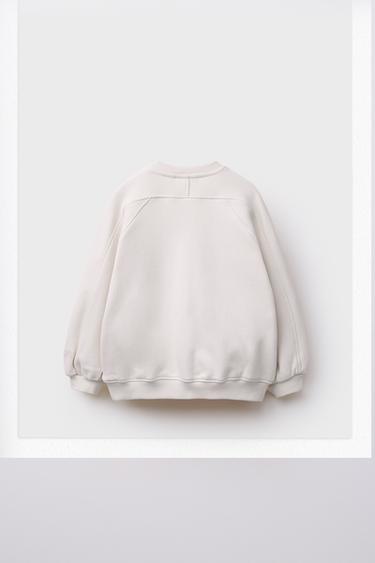 PLAIN SWEATSHIRT WITH SEAM DETAIL - Ecru by Zara - Image 1