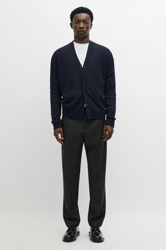 Zara 100% Wool Pants with Waist Detail - Gray - Image 0
