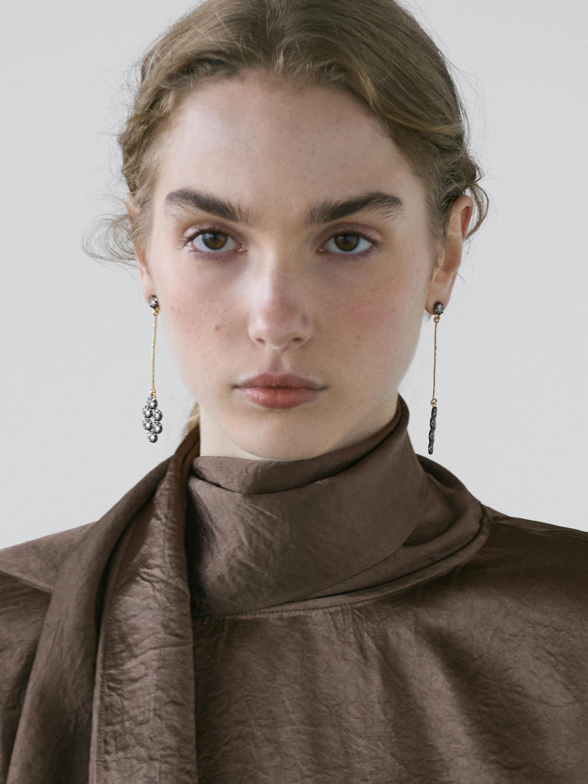 Flowing satin blouse with tie detail