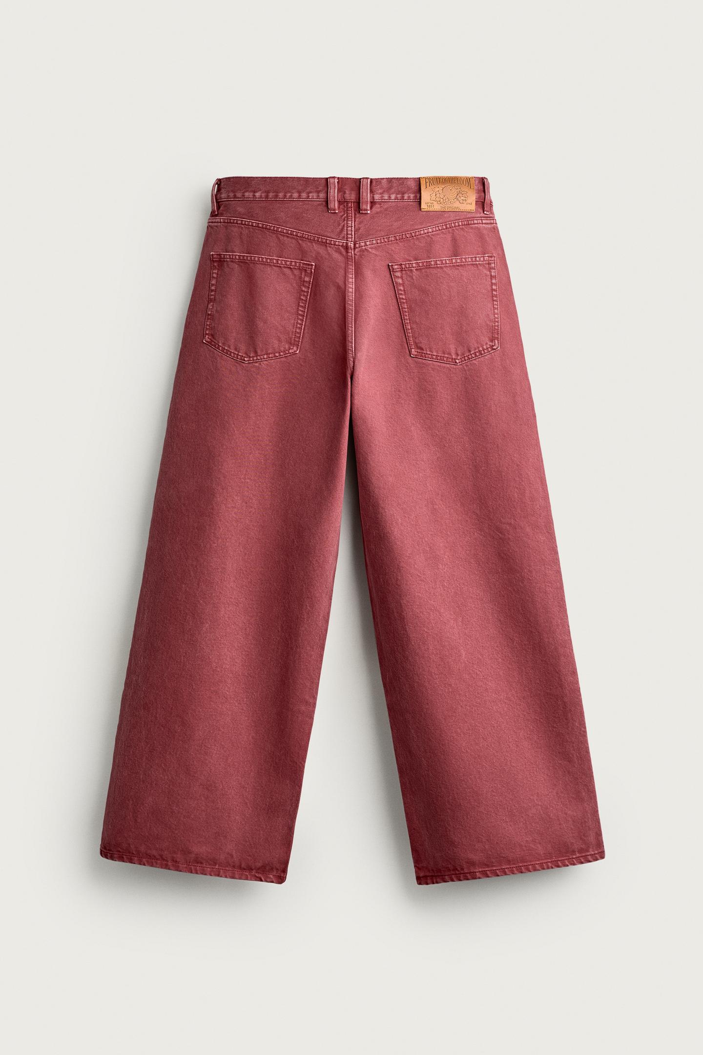 Мужские джинсы Zara Fruit OF the Loom™ Baggy Fit, цвет: Тёмный красный — фото 6