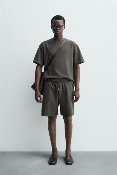 RELAXED FIT TEXTURED T-SHIRT - Greenish by Zara