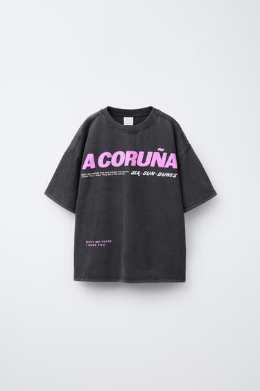 Zara A CORUÑA CITY PRINT T-SHIRT - Dark anthracite - Image 0
