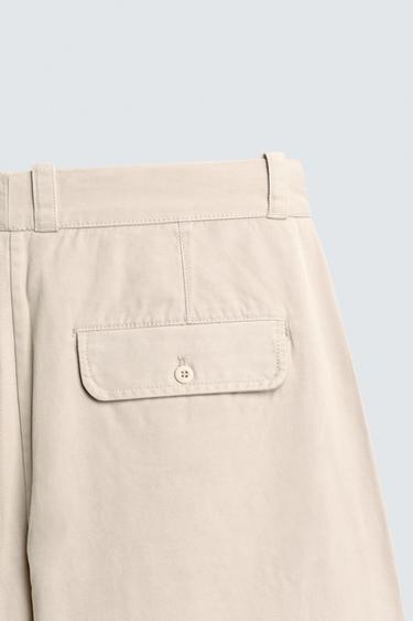 WIDE-LEG CHINO TROUSERS - Oyster-white by Zara - Image 9