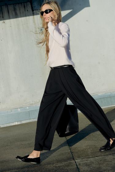 WIDE-LEG TROUSERS WITH DARTS - Black by Zara - Image 0
