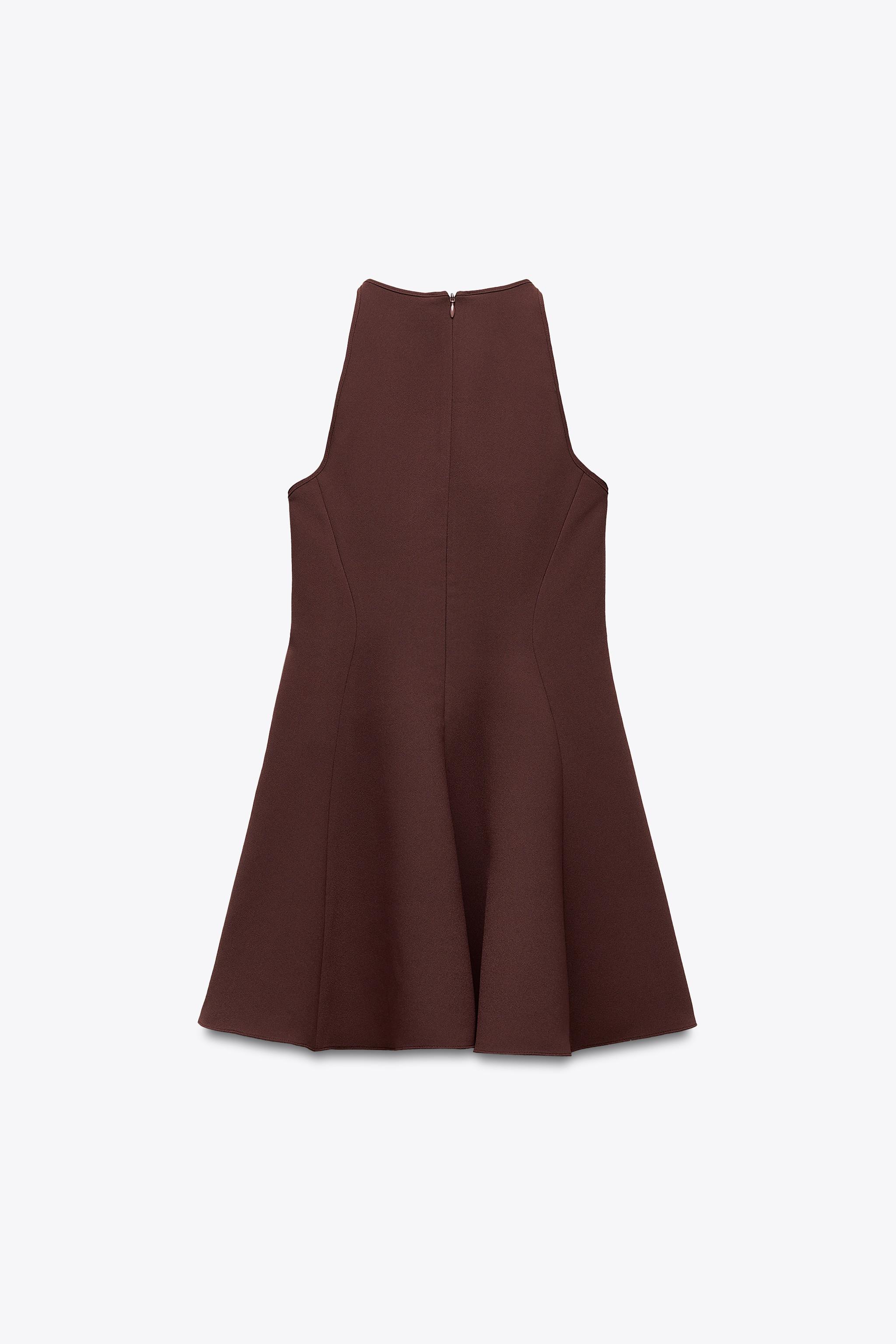 HALTER GODET DRESS ZW COLLECTION - Caramel | ZARA United States