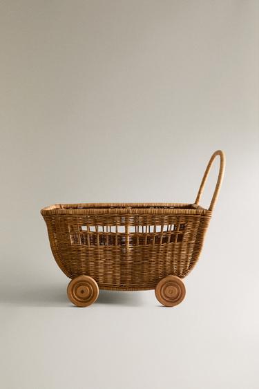 RATTAN TROLLEY WITH WHEELS - Light beige by Zara - Image 0