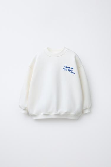 EMBROIDERED SWEATSHIRT - White by Zara
