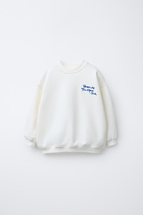 EMBROIDERED SWEATSHIRT - White by Zara - Image 0