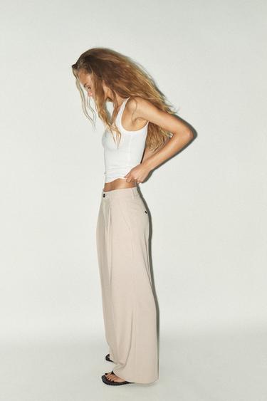 PANTALON À PINCES - Beige de Zara - Image 3