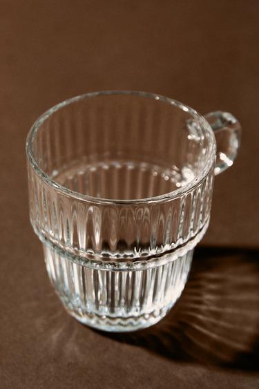 Zara GLASS CUP WITH RAISED DESIGN - 990