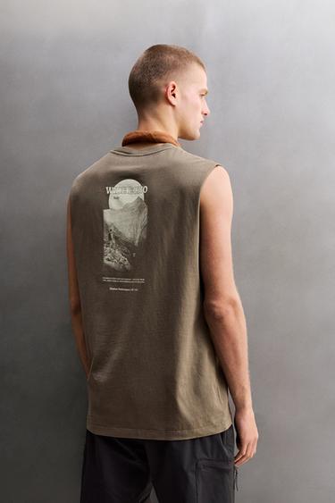 CONTRAST PRINT TANK TOP - washed green by Zara