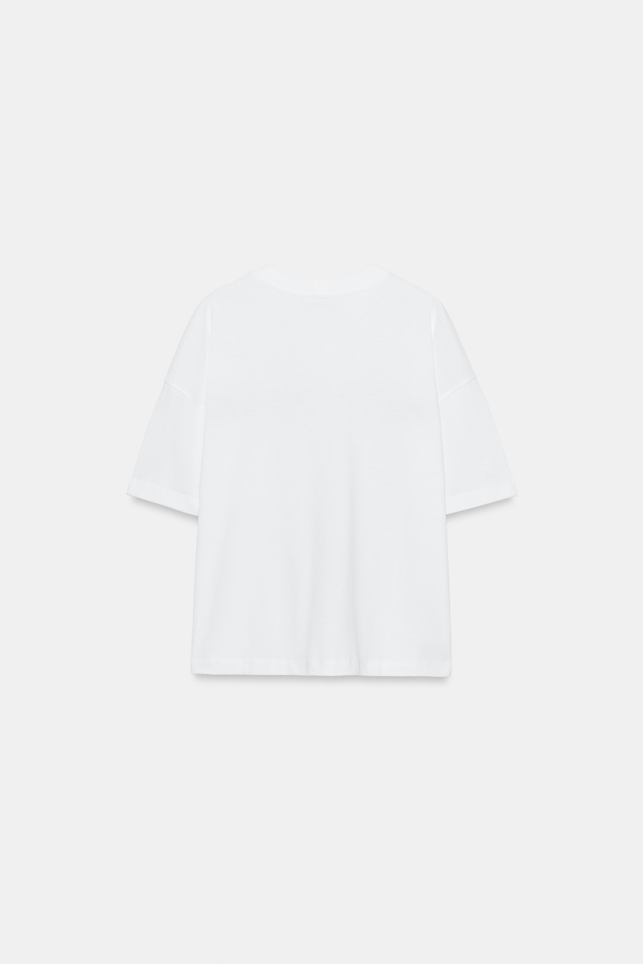 Женские футболки Zara OVERSIZE TEXT T-SHIRT — фото 6