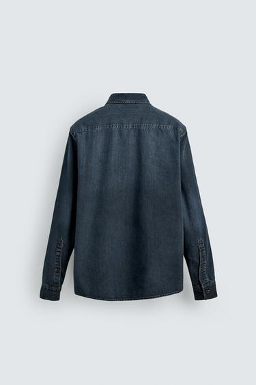 CHEMISE EN DENIM À FERMETURE ÉCLAIR - Bleu de Zara - Image 7