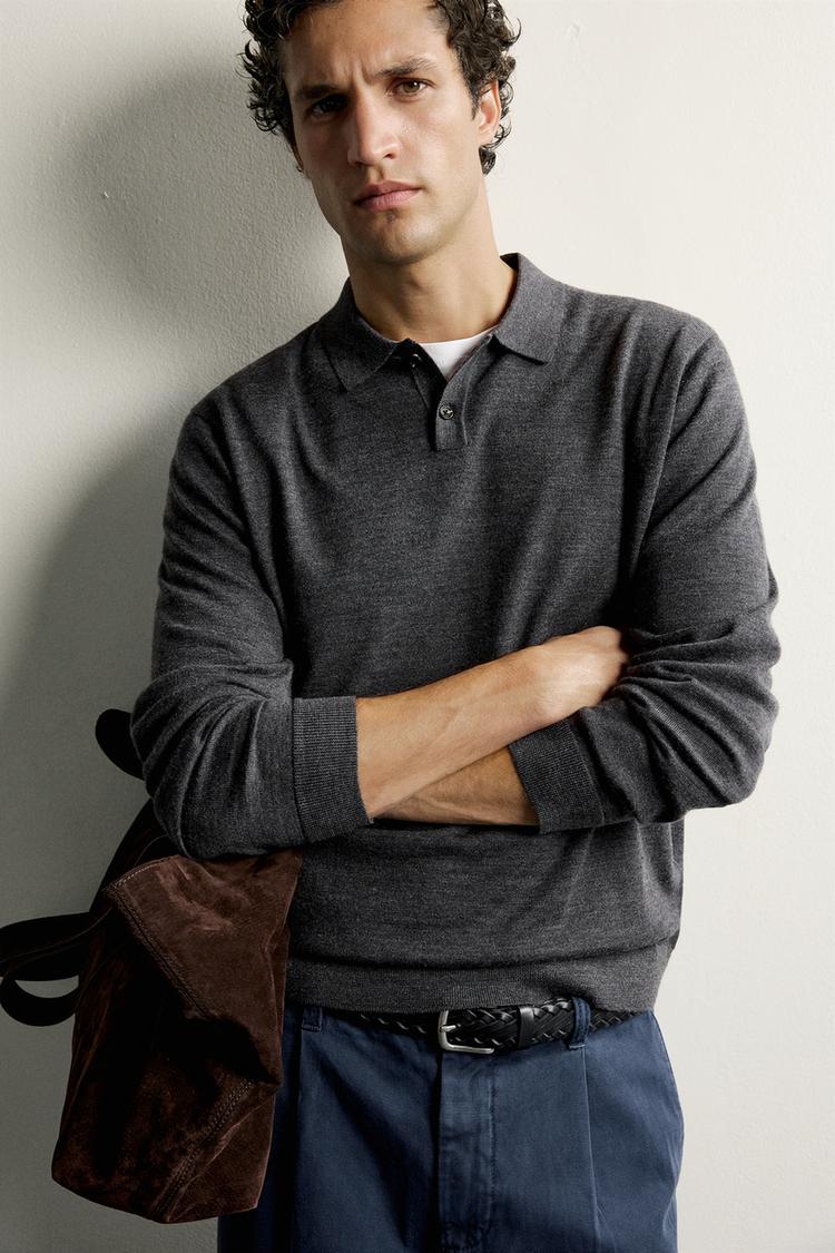 100% WOOL KNIT POLO SHIRT