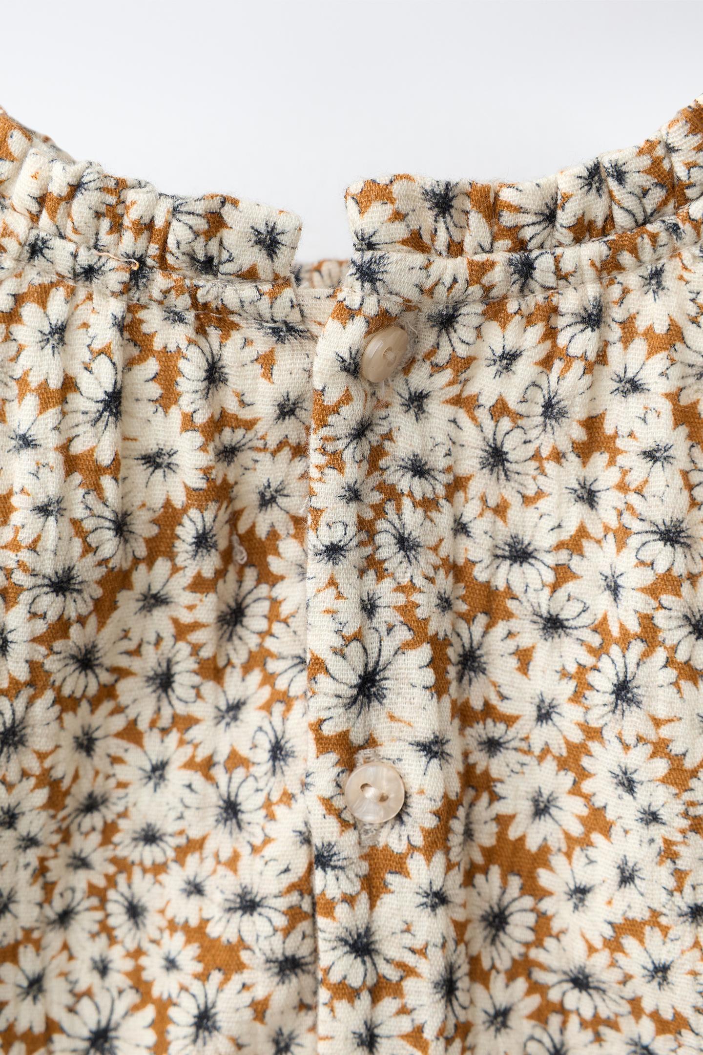 Детский комбинезон Zara Long Floral Jumpsuit, цвет: Ocher — фото 4