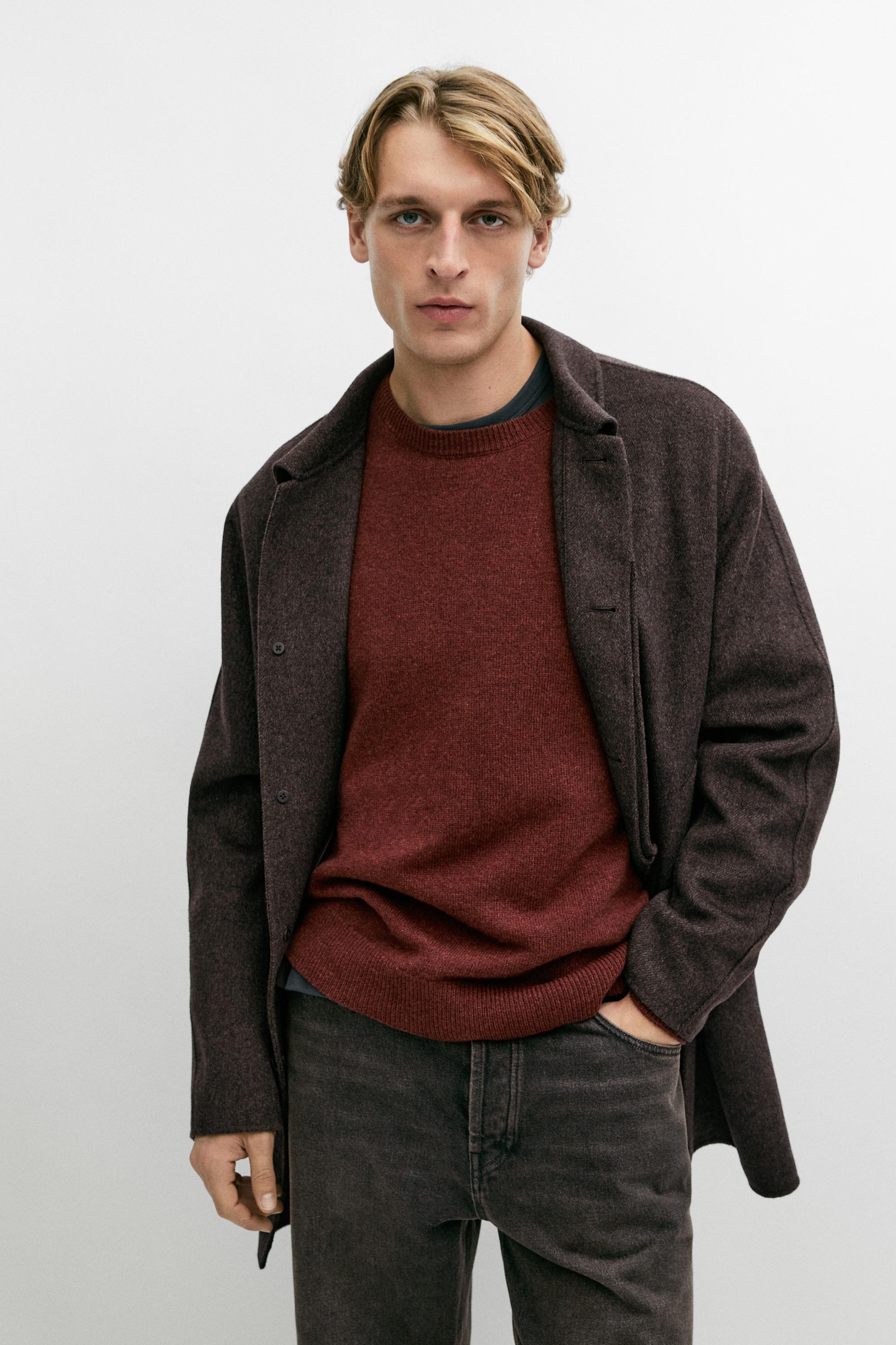 Short double-faced wool blend coat