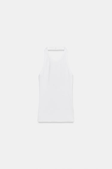 TOP HALTER CÔTELÉ - Blanc de Zara - Image 6