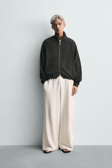 Zara 拉鍊針織夾克 - 深鉛色