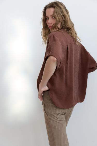 CAMISA FLUIDA MANGA CORTA - Granate oscuro de Zara