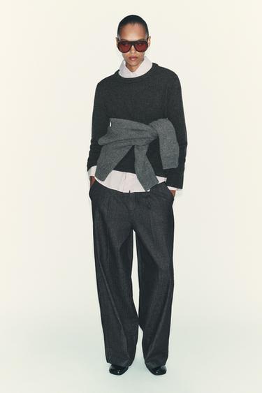 Zara BASIC CASHMERE AND WOOL SWEATER - Dark gray - Image 0