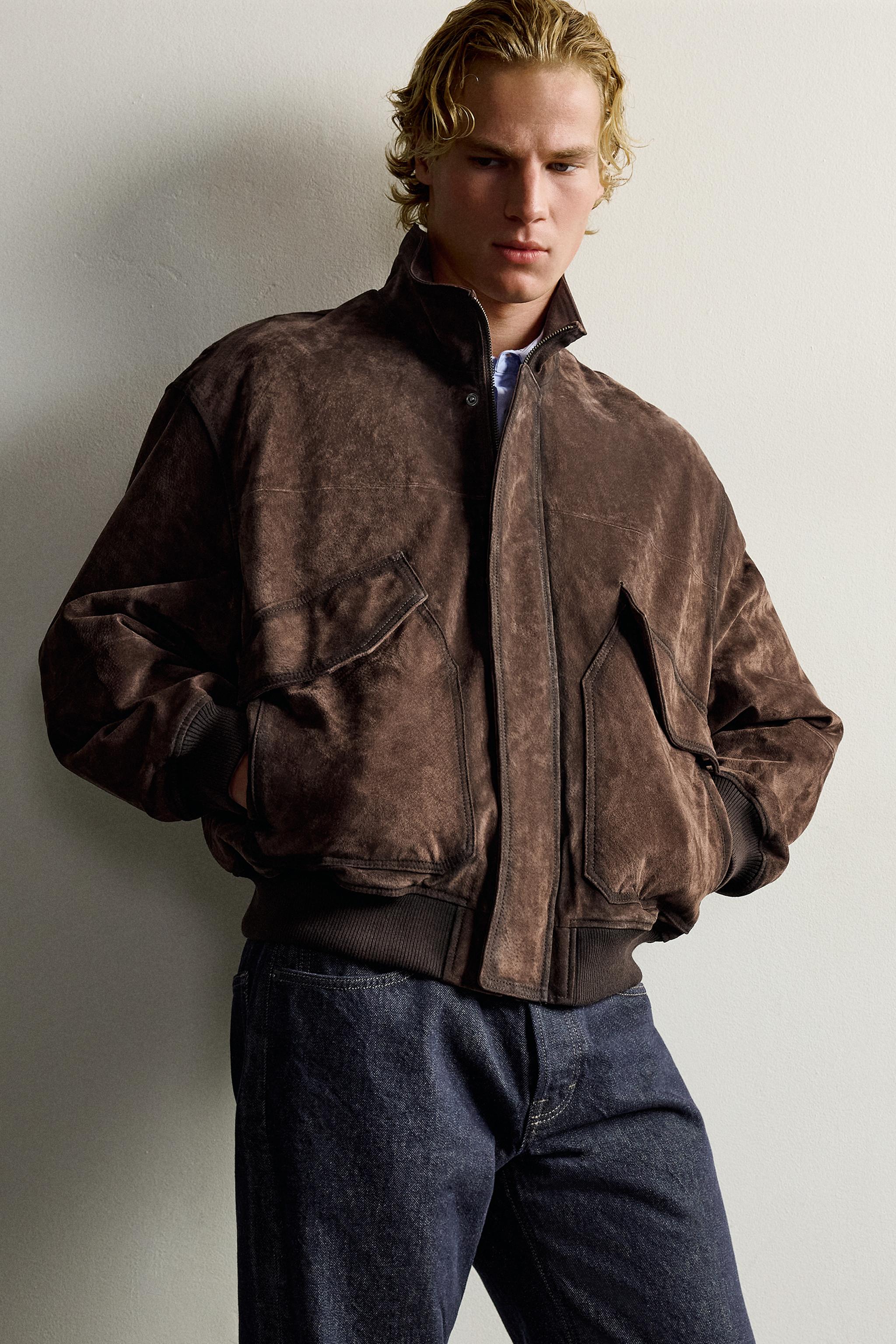 BLOUSON RELAXED FIT EN CUIR SUÉDÉ