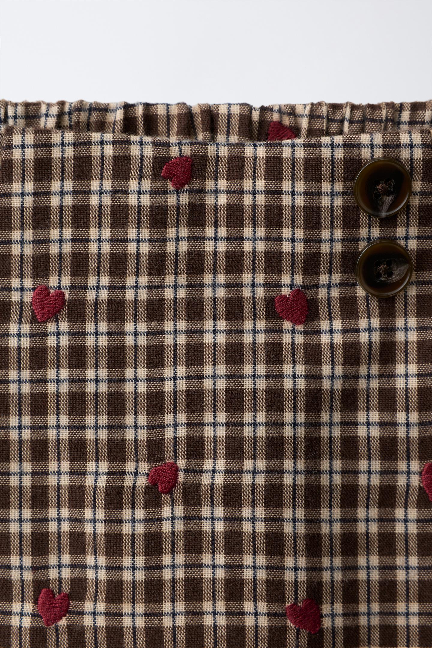 Детская юбка Zara Plaid and Heart Bermuda, цвет: Коричневый — фото 3
