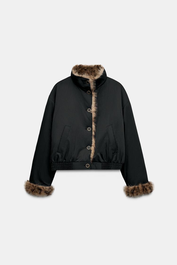 Chaqueta reversible efecto pelo