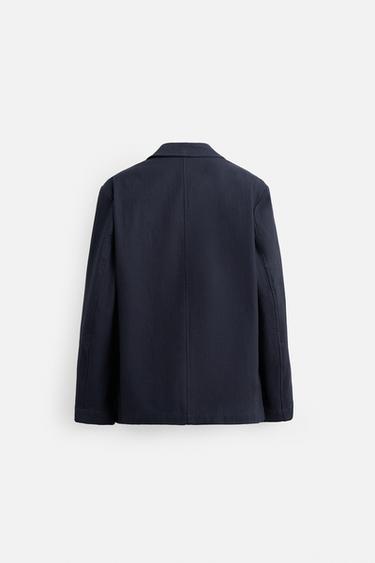 TEXTURED HERRINGBONE OVERSHIRT - Blue by Zara - Image 8