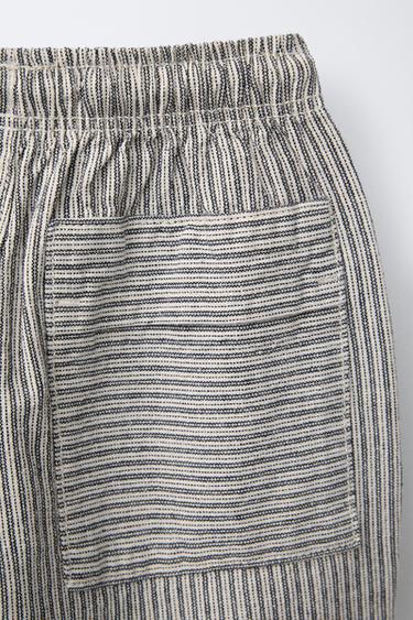 STRIPED BAGGY TROUSERS - Ecru / Blue by Zara - Image 3